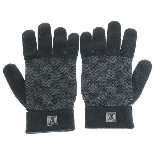 Louis Vuitton Gon Petit Damier Graphite Gloves Black Wool M70006