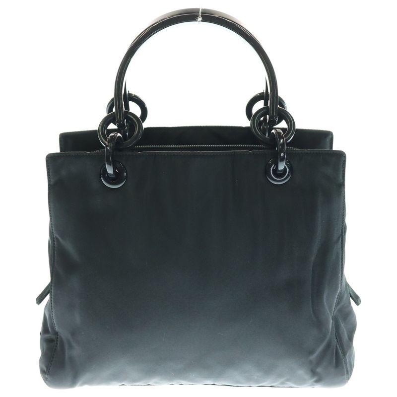 Prada Plastic Handle Bag Handbag Mini Bag Black B6954 Silver Hardware