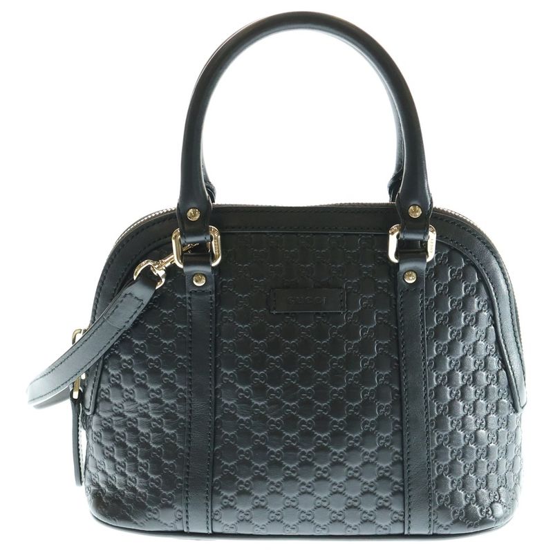 Gucci Micro Guccissima 2WAY Bag Handbag Shoulder Bag Black Leather 449654 Gold