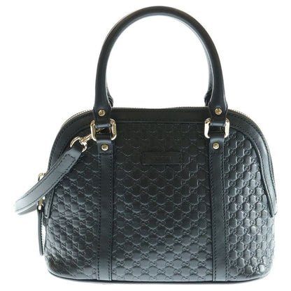 Gucci Micro Guccissima 2WAY Bag Handbag Shoulder Bag Black Leather 449654 Gold