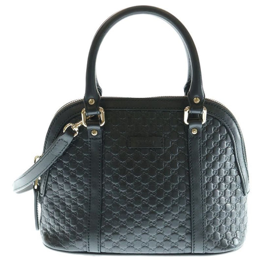 Gucci Micro Guccissima 2WAY Bag Handbag Shoulder Bag Black Leather 449654 Gold