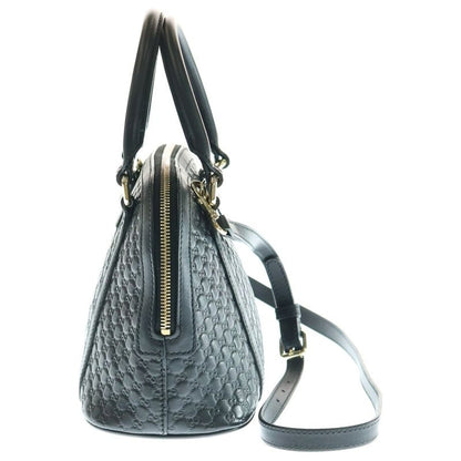 Gucci Micro Guccissima 2WAY Bag Handbag Shoulder Bag Black Leather 449654 Gold