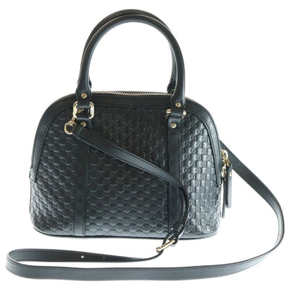 Gucci Micro Guccissima 2WAY Bag Handbag Shoulder Bag Black Leather 449654 Gold