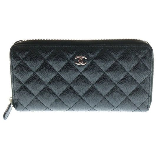 Chanel Coco Marc Matelasse Caviar Skin Leather Long Zip Wallet Long Wallet