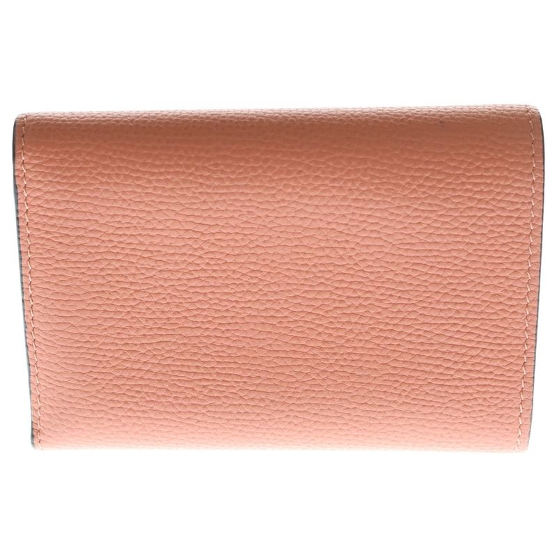 Loewe Anagram Trifold Wallet Compact Wallet Card Case Leather Salmon Pink