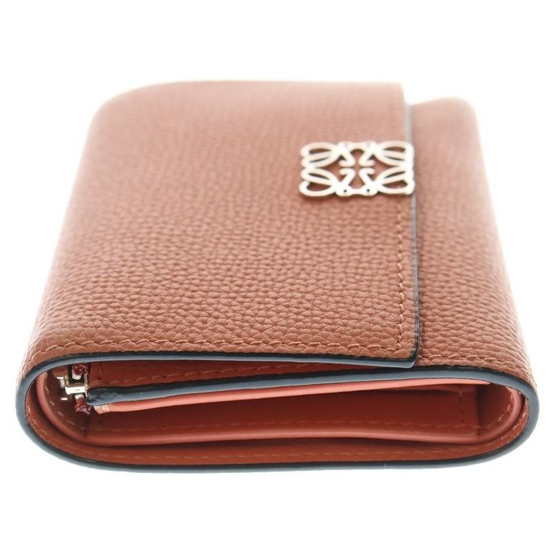 Loewe Anagram Trifold Wallet Compact Wallet Card Case Leather Salmon Pink