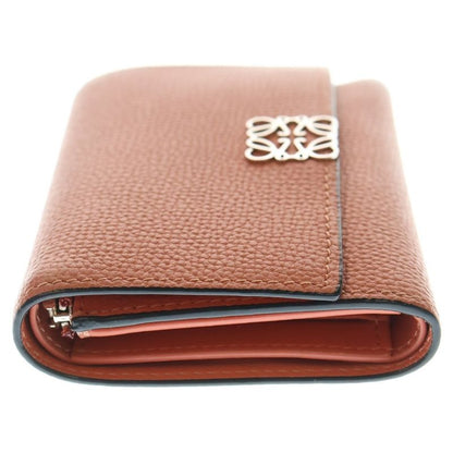 Loewe Anagram Trifold Wallet Compact Wallet Card Case Leather Salmon Pink