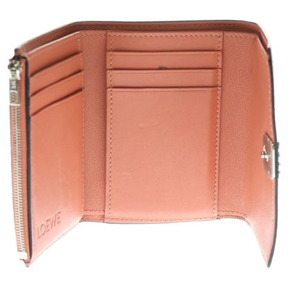 Loewe Anagram Trifold Wallet Compact Wallet Card Case Leather Salmon Pink