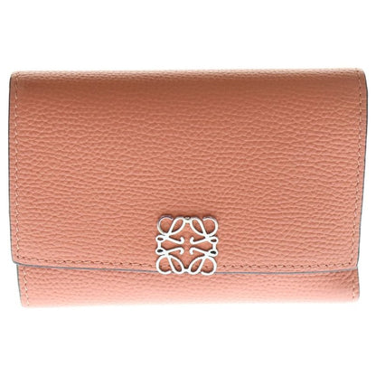Loewe Anagram Trifold Wallet Compact Wallet Card Case Leather Salmon Pink