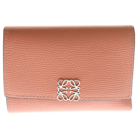 Loewe Anagram Trifold Wallet Compact Wallet Card Case Leather Salmon Pink