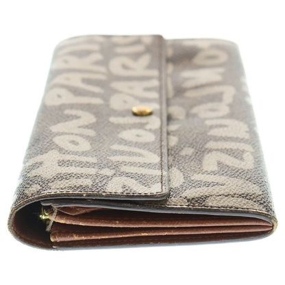 Louis Vuitton Monogram Graffiti Portefeuille Sarah Long Wallet Card Case Brown