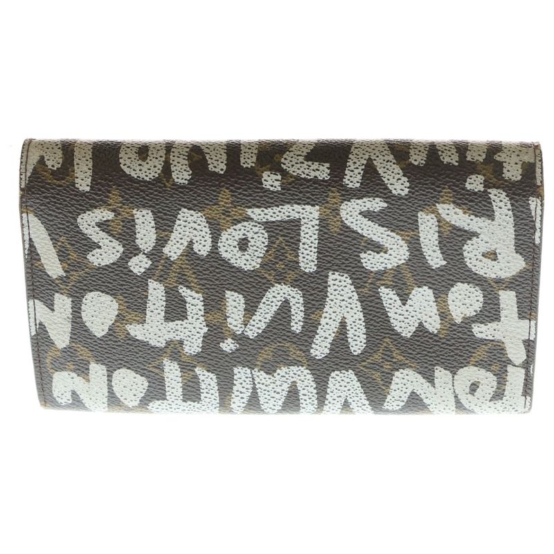 Louis Vuitton Monogram Graffiti Portefeuille Sarah Long Wallet Card Case Brown