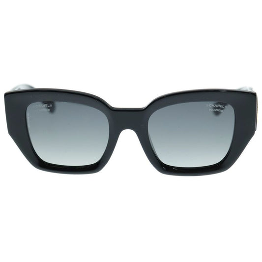 Chanel Square Shape Sunglasses In Black Acetate Round Coco Mark 5506-a