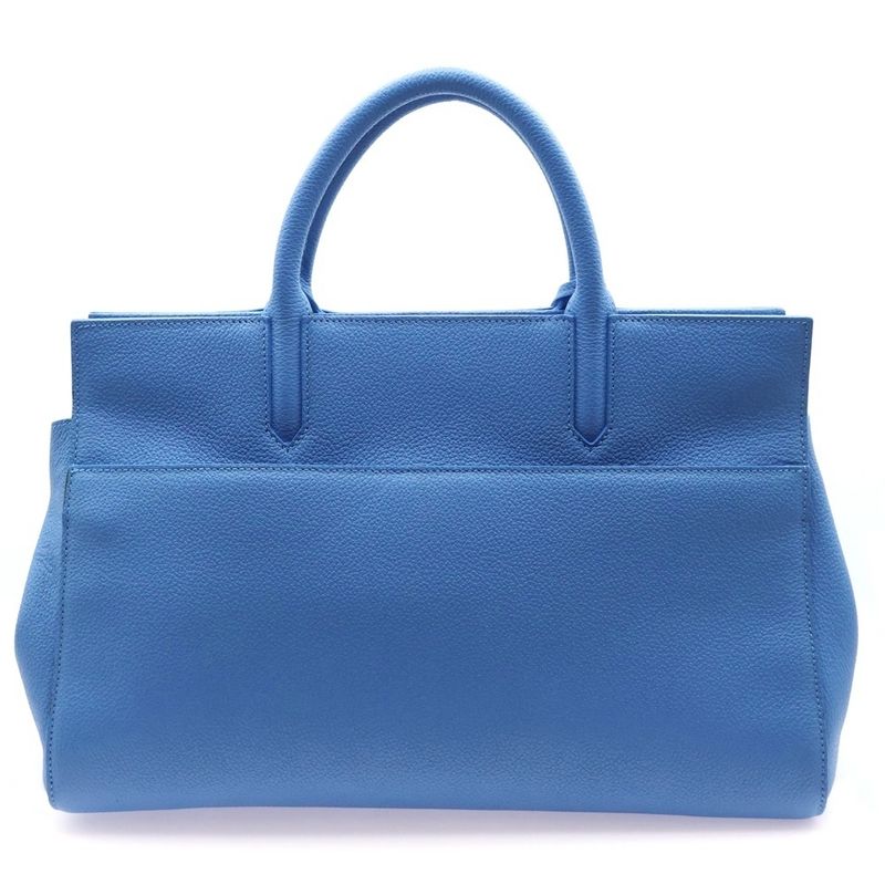 Saint Laurent Paris Cabas Rive Gauche 2way Handbag Shoulder Bag Blue Leather