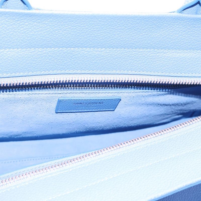 Saint Laurent Paris Cabas Rive Gauche 2way Handbag Shoulder Bag Blue Leather