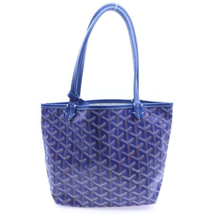 Goyard Saint Louis Junior Mini Tote Leather Handbag With Pouch Blue