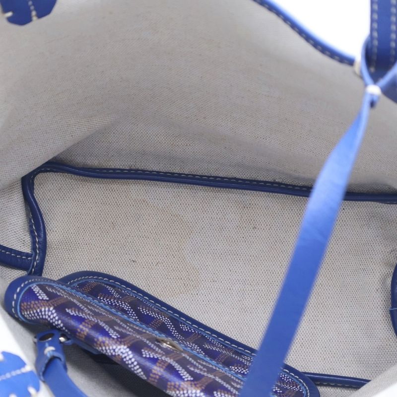 Goyard Saint Louis Junior Mini Tote Leather Handbag With Pouch Blue