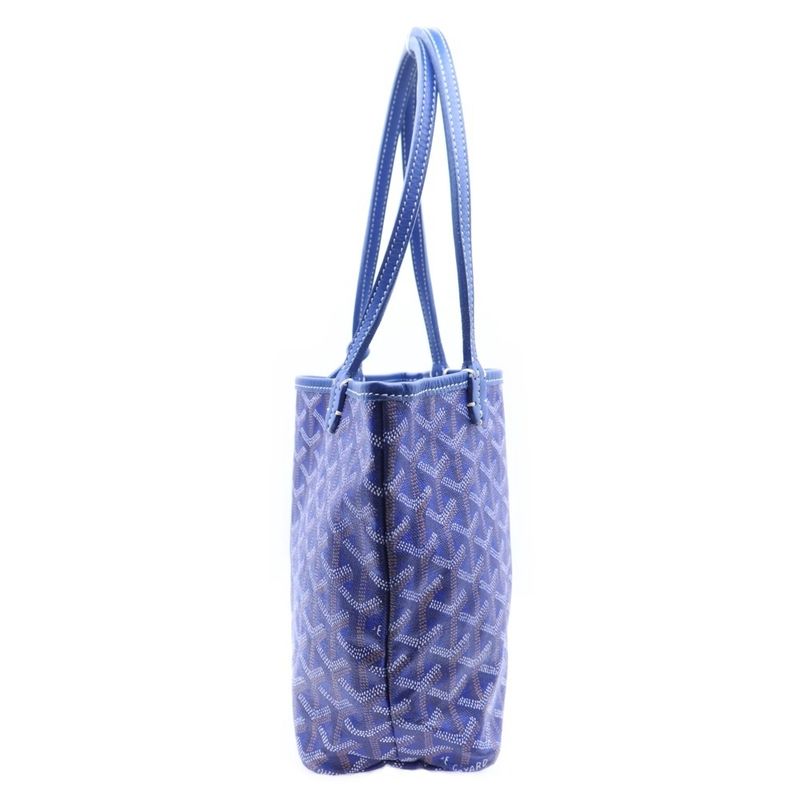 Goyard Saint Louis Junior Mini Tote Leather Handbag With Pouch Blue