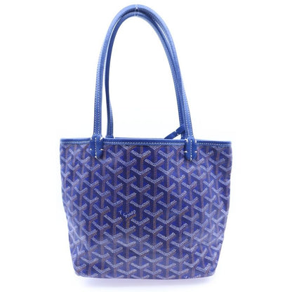 Goyard Saint Louis Junior Mini Tote Leather Handbag With Pouch Blue