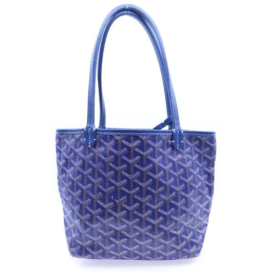 Goyard Saint Louis Junior Mini Tote Leather Handbag With Pouch Blue