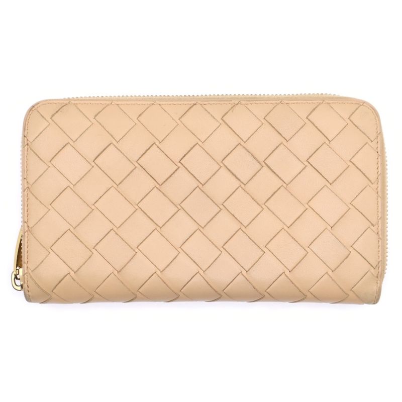 Bottega Veneta Intrecciato Long Wallet Long Wallet Card Case Beige And Leather