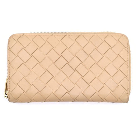 Bottega Veneta Intrecciato Long Wallet Long Wallet Card Case Beige And Leather