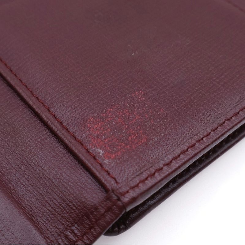 Cartier Mastline Leather Long Wallet Trifold Burgundy