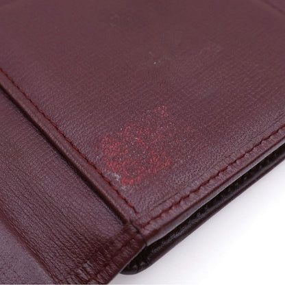 Cartier Mastline Leather Long Wallet Trifold Burgundy
