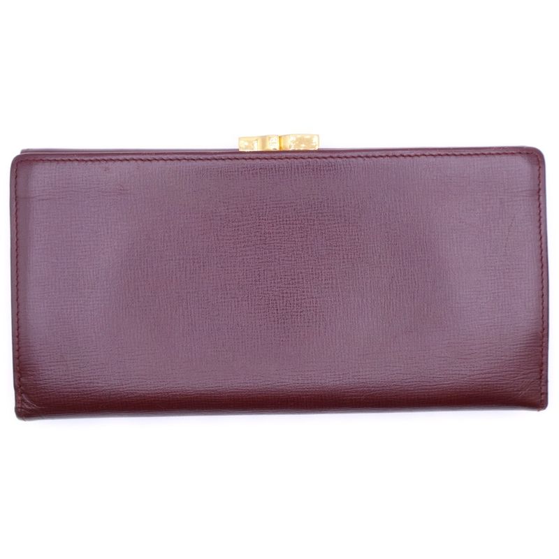 Cartier Mastline Leather Long Wallet Trifold Burgundy