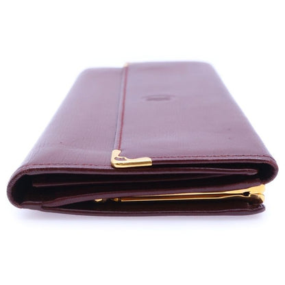 Cartier Mastline Leather Long Wallet Trifold Burgundy