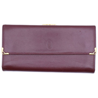 Cartier Mastline Leather Long Wallet Trifold Burgundy