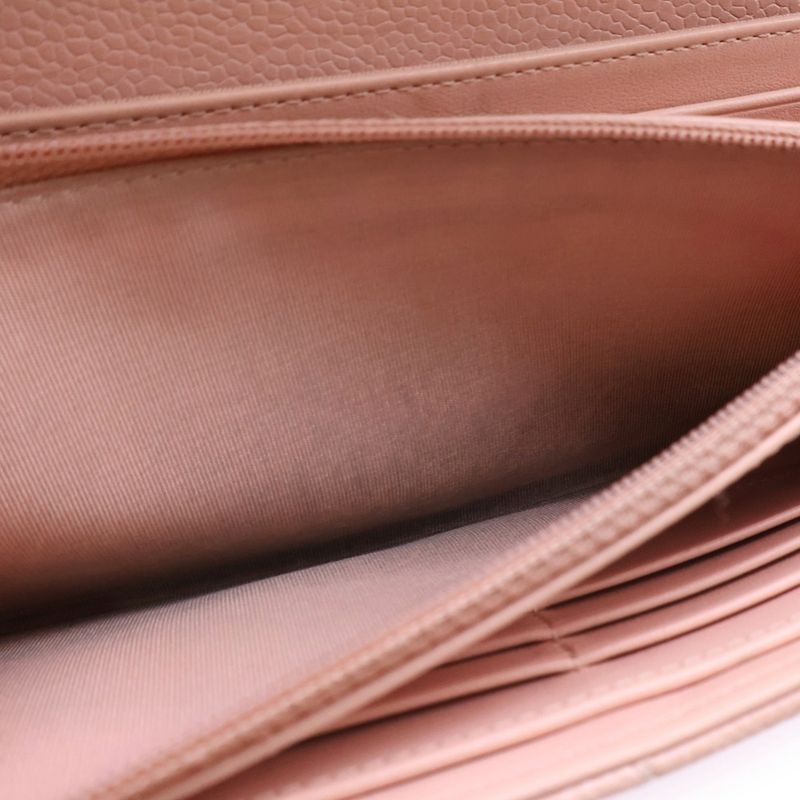 Chanel Boy Chanel Long Wallet Long Wallet Card Case Caviar Skin Pink Gold