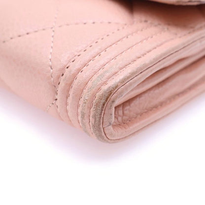 Chanel Boy Chanel Long Wallet Long Wallet Card Case Caviar Skin Pink Gold