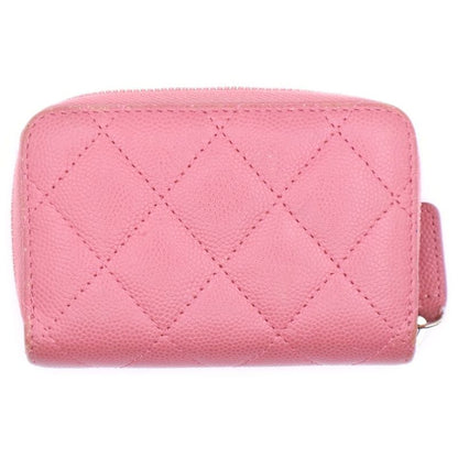 Chanel Matelasse Coin Purse Coin Case Wallet Pink Caviar Skin Gold Hardware