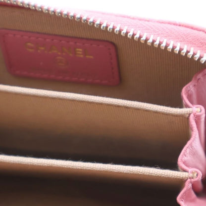 Chanel Matelasse Coin Purse Coin Case Wallet Pink Caviar Skin Gold Hardware