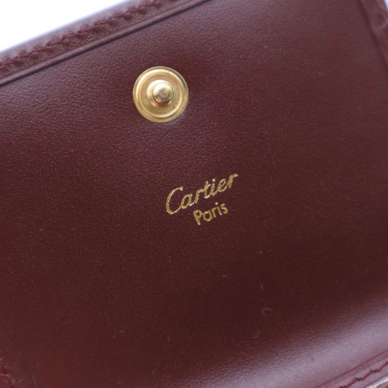 Cartier Must Line Logo Leather Coin Case Coin Purse Bordeaux