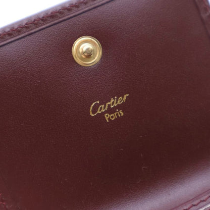 Cartier Must Line Logo Leather Coin Case Coin Purse Bordeaux
