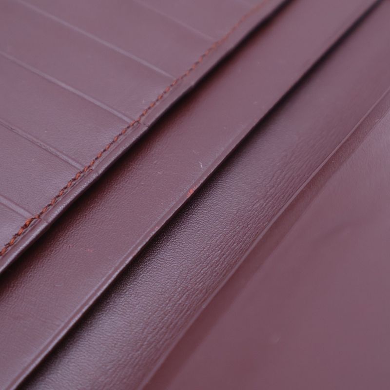 Cartier Mastline Logo Leather Long Wallet Foldover Bordeaux