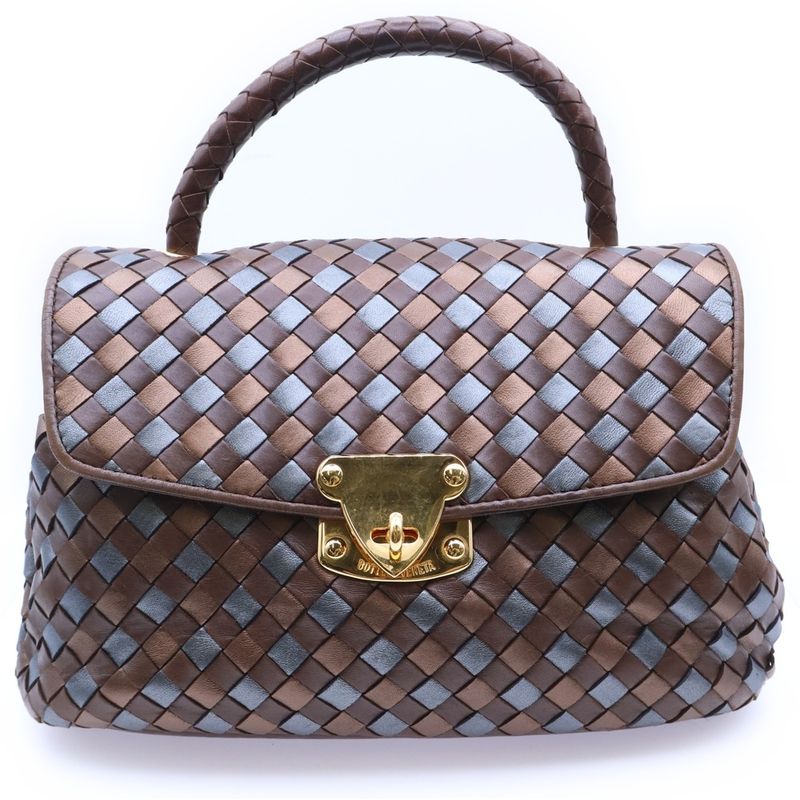 Bottega Veneta Intrecciato Handbag Brown Leather