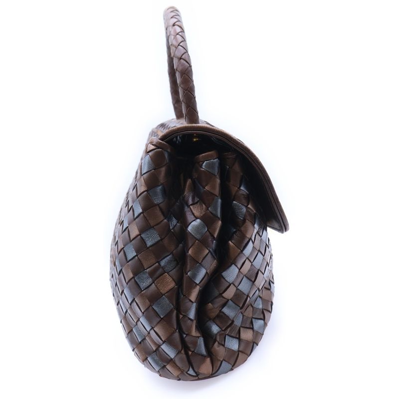 Bottega Veneta Intrecciato Handbag Brown Leather