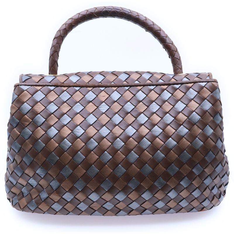 Bottega Veneta Intrecciato Handbag Brown Leather