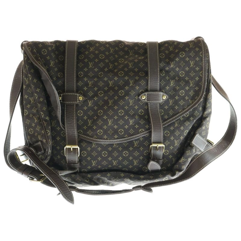 Louis Vuitton Monogram Mini Lin Saumur XL Handbag Brown Leather X Canvas M95220
