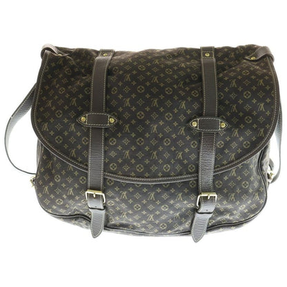 Louis Vuitton Monogram Mini Lin Saumur XL Handbag Brown Leather X Canvas M95220