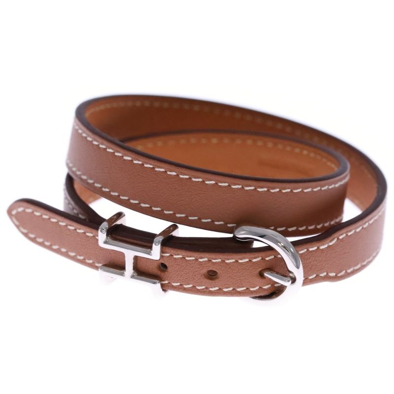 Hermes Trench Bracelet Gold Silver Hardware Engraved B