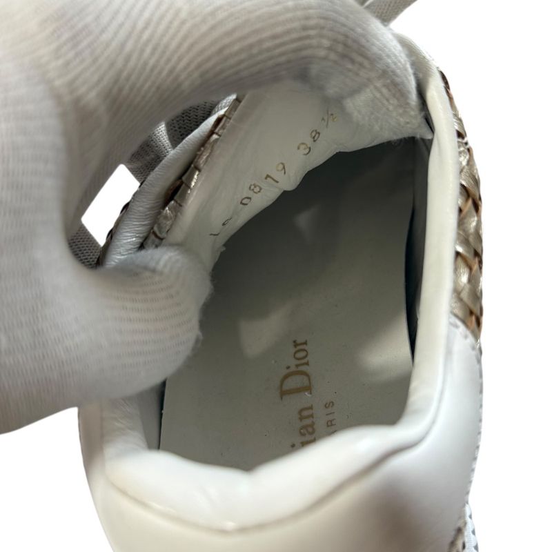 Christian DIOR D-smash Intrecciato Leather Sneakers 38 1/2 25.5cm (10.04in)