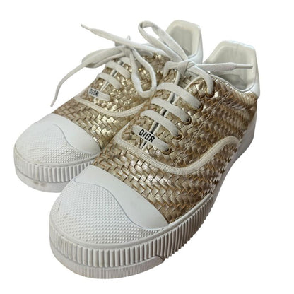 Christian DIOR D-smash Intrecciato Leather Sneakers 38 1/2 25.5cm (10.04in)