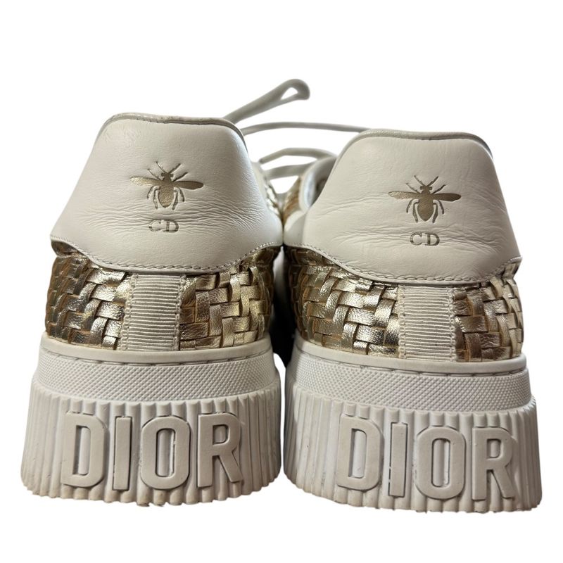Christian DIOR D-smash Intrecciato Leather Sneakers 38 1/2 25.5cm (10.04in)