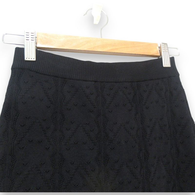 08P Chanel Flared Knit Easy Mini Skirt P32751 Size 36 Black Ladies Used