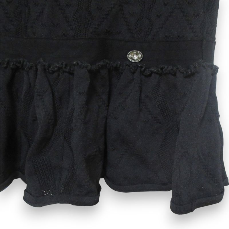 08P Chanel Flared Knit Easy Mini Skirt P32751 Size 36 Black Ladies Used