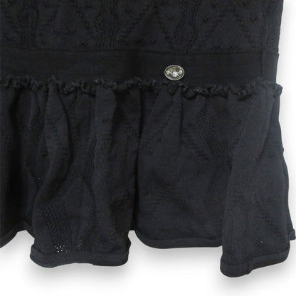 08P Chanel Flared Knit Easy Mini Skirt P32751 Size 36 Black Ladies Used